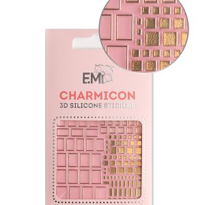 Charmicon 3D Silicone Stickers #158 Squares Gold,silikona uzlīmes