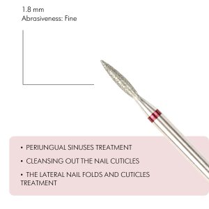 Dimanta frēze, Flame-shaped Diamond Coated Rotary File, 1.8 mm, smalks abrazīvs