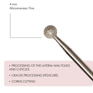 Dimanta frēzes uzgalis, Ball Shaped Diamond Coated Rotary File, 4 mm, smalks abrazīvs