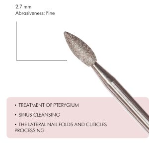 Dimanta frēze, Drop-shaped diamond coated rotary file 2.7mm, F smalks abrazīvs