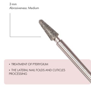 Dimanta frēze,Rounded cone-shaped diamond coated rotary file 3mm, M,vidējais abrazīvs