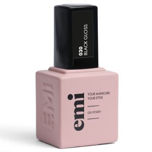 Gēllaka EMI E.MiLac Black Gloss #030 9 ml, melna