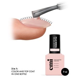 Tops EMI E.MiLac Color Top gel Tender Style, 9 ml, pienaini persiku bez lipīgā slāņa