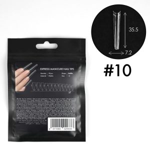 Gēla tipši balerīna, Express manicure nail tips Coffin, izmērs #10, 50 gabali