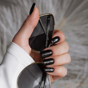 Tops Saute Nails Glimmer Top No Wipe 8ml, tops ar zelta spīdumiem bez lipīga slāņa