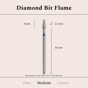 Dimanta frēze (uzgalis), Flame diamond coated rotary file 2.2 mm, M vidējais abrazīvs