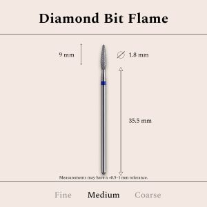 Dimanta frēze (uzgalis), Flame diamond coated rotary file 1.8 mm, M vidējais abrazīvs