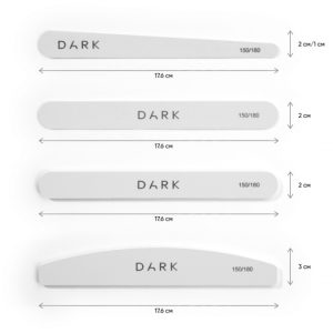 Nagu vīles DARK 150/180, komplekts 25 gabali, pusmēness (white) baltas