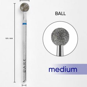 Dimanta frēzes uzgalis, Ball 5 mm blue DARK by Rior, vidējais abrazīvs, zils