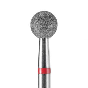 Dimanta frēzes uzgalis, Ball 5 mm red DARK by Rior, smalks abrazīvs, sarkans