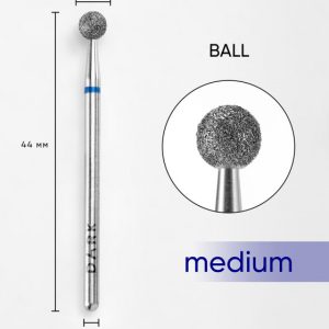 Dimanta frēzes uzgalis, Ball 4 mm blue DARK by Rior, vidējais abrazīvs, zils