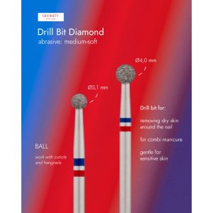 DIVINITY Dimanta frēzes uzgalis Diamond ball bit blue-red 3 mm